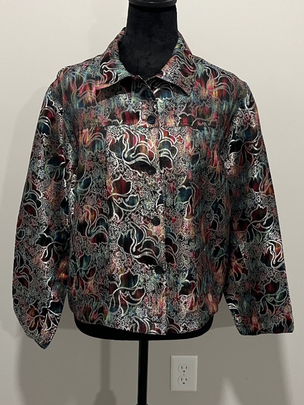 Chico’s Metallic Jacket/Blazer Multi Colors Size 2 (Size 12)